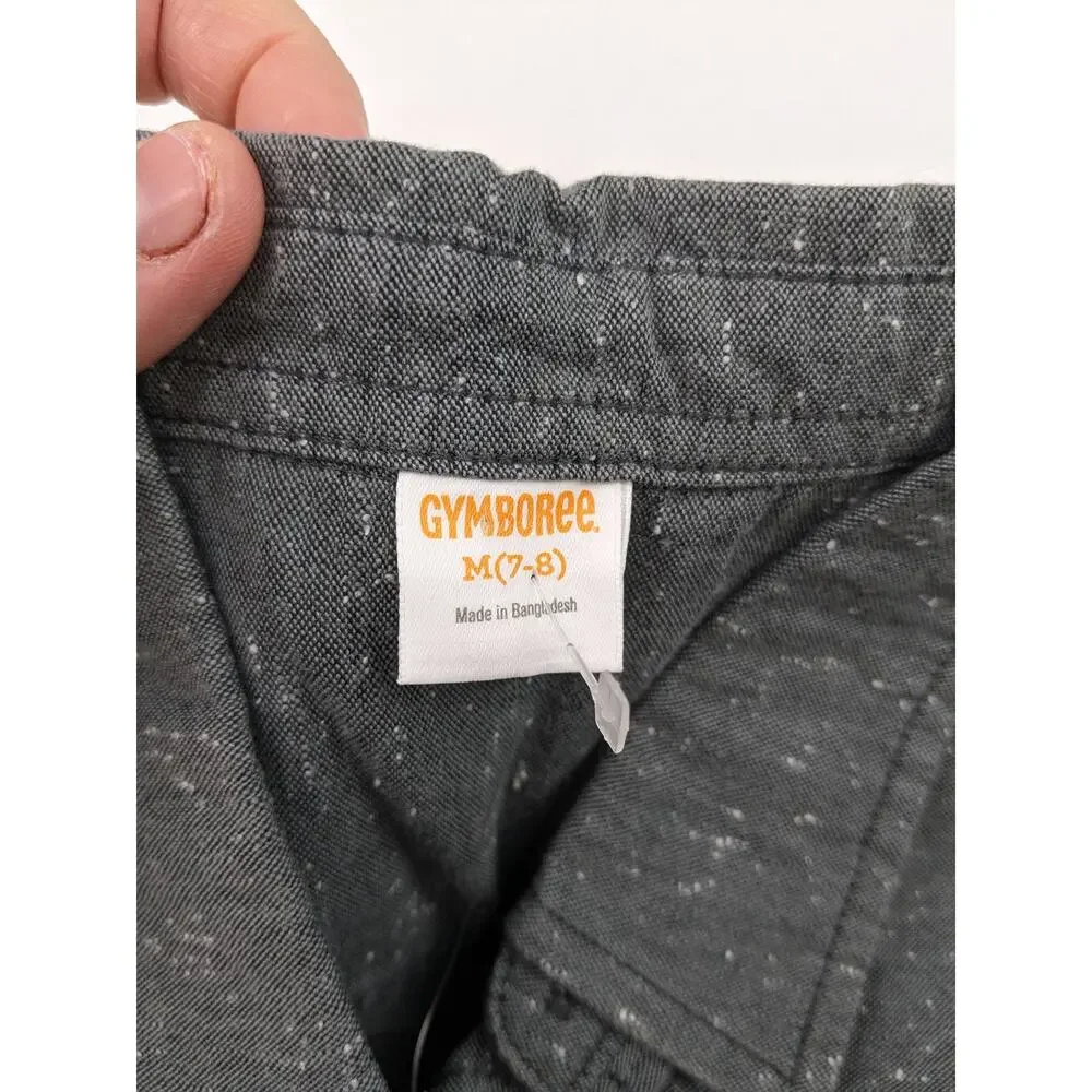 Gymboree Gray Speckled Button Up Shirt Boys 7-8